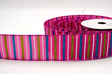 Hot Pink_Sparkling Holiday Stripe Wired Ribbon_KF8794GC-40-40