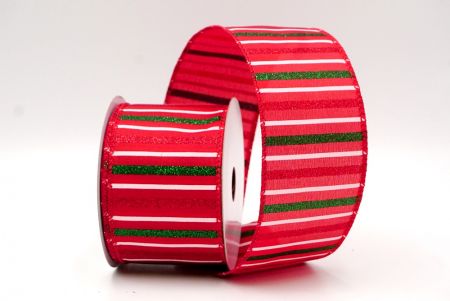 Nastro Metallico a Strisce Festive Rosso_Sparkling Holiday Stripe Wired Ribbon_KF8794GC-7-7