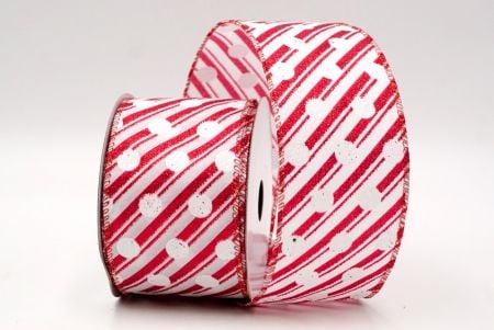 White_Christmas Stripes and Dots Wired Ribbon_KF8797GR-1