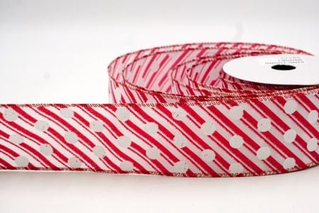 White_Christmas Stripes and Dots Wired Ribbon_KF8797GR-1