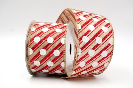 Natural_Christmas Stripes and Dots Wired Ribbon_KF8798GC-14-183