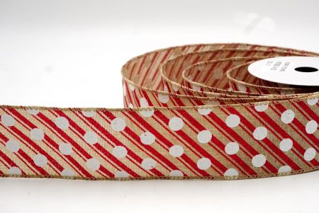 Natural_Christmas Stripes and Dots Wired Ribbon_KF8798GC-14-183