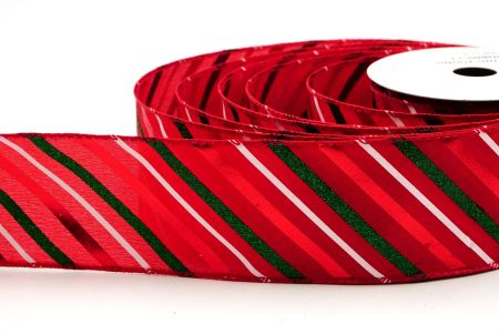 Red Foil Glitter Slanting Wired Ribbon_KF8800GC-7-7