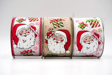 Christmas Santa Head Wired Ribbon