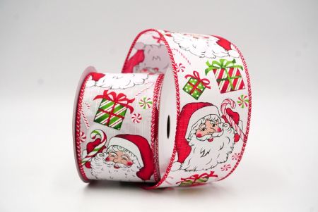 White/Red Christmas Santa Head Wired Ribbon_KF8802GC-1-7