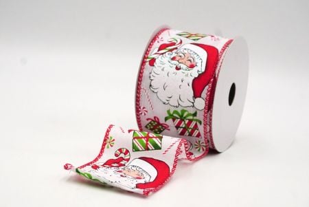 White/Red Christmas Santa Head Wired Ribbon_KF8802GC-1-7