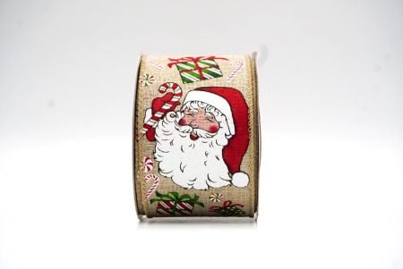 Natuurlijk Bruin Kerst Santa Hoofd Draadlint_KF8803GC-13-183