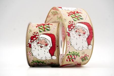 Natuurlijk Bruin Kerst Santa Hoofd Draadlint_KF8803GC-13-183