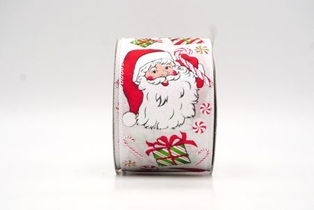 White Christmas Santa Head Wired Ribbon_KF8804GC-1-1