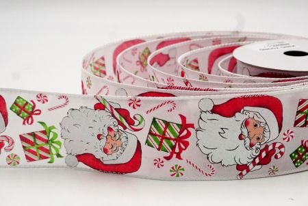 White Christmas Santa Head Wired Ribbon_KF8804GC-1-1