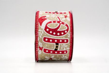 Khaki/Rood_Kerst HO HO HO Draadlint_KF8808GC-13-7