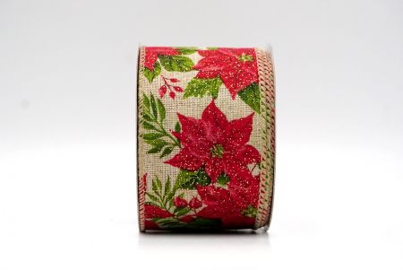 Nastro di Rame Poinsettia di Natale Khaki_KF8811GC-13-183