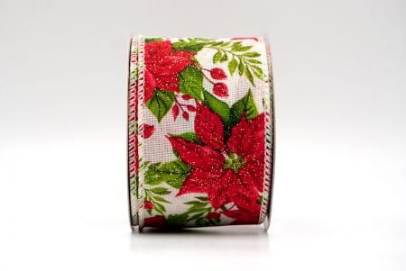 Cream_Holiday Poinsettia Charm Wired Ribbon_KF8811GC-2-2