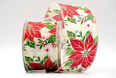 Cream_Holiday Poinsettia Charm Wired Ribbon_KF8812GC-2-2