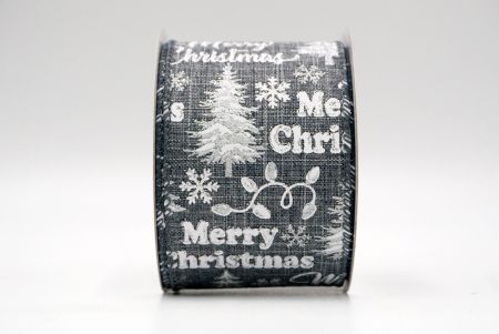 Gray_Merry Christmas, Snowflakes and Trees Wired Ribbon_KF8815GC-50-123