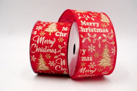 Red_Merry Christmas, Snowflakes and Trees Wired Ribbon_KF8815GC-7-7