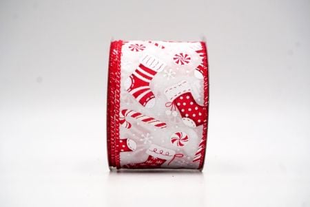 White/Red Christmas Stocking & Treats Wired Ribbon_KF8821GC-1-7