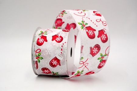 White/Red_Christmas Gloves Wired Ribbon_KF8823GC-1-1