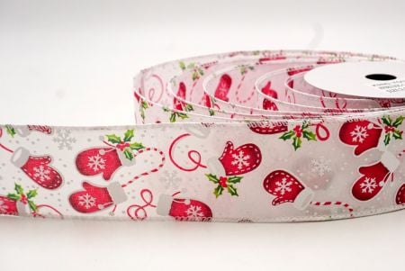 White/Red_Christmas Gloves Wired Ribbon_KF8823GC-1-1