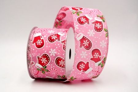 Pink_Christmas Gloves Wired Ribbon_KF8823GC-5-5