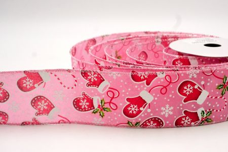 Nastro con filo Guanti di Natale Rosa_KF8823GC-5-5