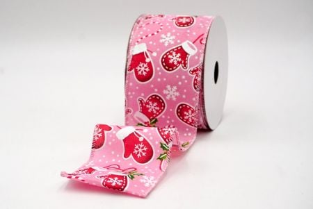 Nastro con filo Guanti di Natale Rosa_KF8823GC-5-5