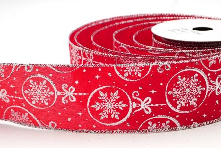 Copos de Nieve Rojos/Plateados en Bolas Navideñas Cinta de Alambre_KF8827G-7