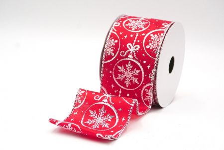 Red/Silver Snowflakes in Christmas Balls Wired Ribbon_KF8827G-7