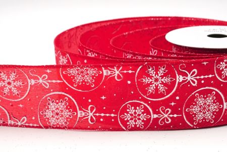 Red Snowflakes in Christmas Balls Wired Ribbon_KF8827GC-7R-7