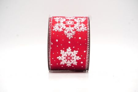 Nastro di Rame Natale Glitter Fiocchi di Neve Rosso/Argento_KF8828G-7