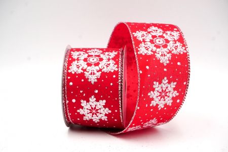 Rot/Silber Glitzer Weihnachts-Schneeflocken Drahtband_KF8828G-7