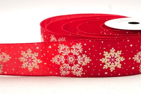 Nastro di Rame Natale Glitter Fiocchi di Neve Rosso_KF8828GC-7G-7