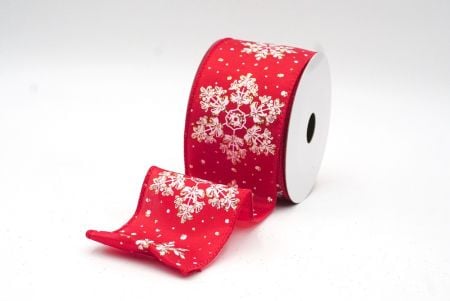 Red Glitter Christmas Snowflakes Wired Ribbon_KF8828GC-7G-7