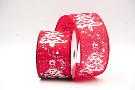 Red/GoldGlitter Christmas Tree Wired Ribbon_KF8829GC-7-7