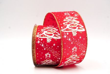 Rood/Zilver Glitter Kerstboom Gewikkelde Lint_KF8829GC-7G