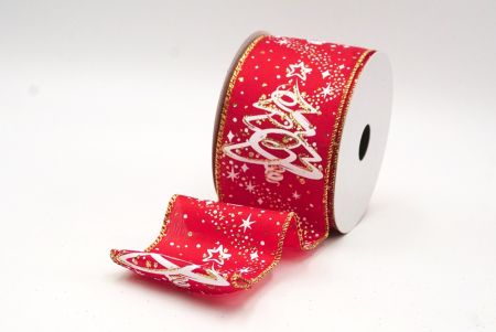 Red/SilverGlitter Christmas Tree Wired Ribbon_KF8829GC-7G