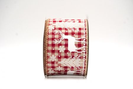 Lichtbruin/Rood Tartan Kerst Rendier Ontwerp Draadlint_KF8832GC-14-183