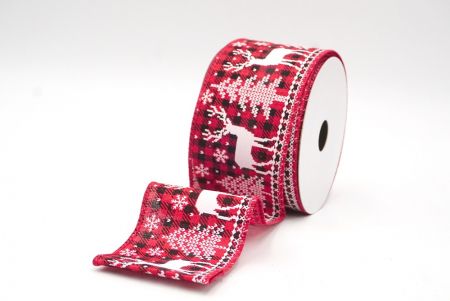 Cinta de Alambre con Diseño de Reno Navideño de Tartan Rojo_KF8832GC-7-7