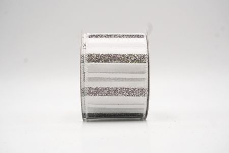 White Christmas Glitter lines Wired Ribbon_KF8838GC-1-1