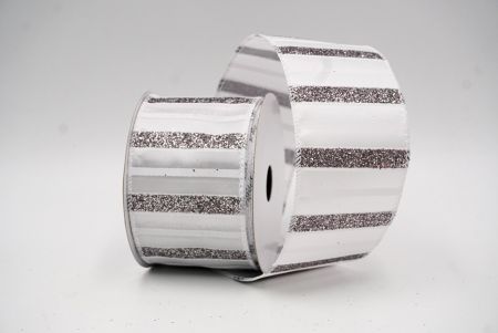 White Christmas Glitter lines Wired Ribbon_KF8838GC-1-1