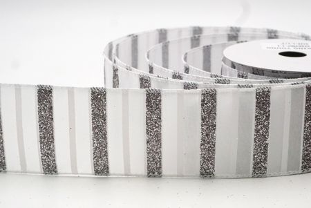 White Christmas Glitter lines Wired Ribbon_KF8838GC-1-1