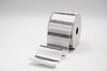 White Christmas Glitter lines Wired Ribbon_KF8838GC-1-1