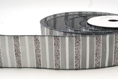 Ruban fil câblé avec des lignes de paillettes de Noël gris/argent_KF8838GC-50-123