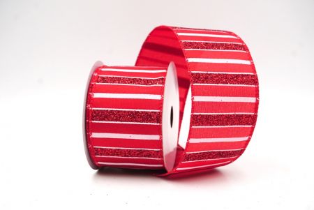 Rotes Weihnachtsglitzerlinien Drahtband_KF8838GC-7R-7