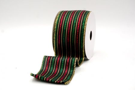 Black_Glittery Tri-Color Stripes Wired Ribbon_KF8839G-53