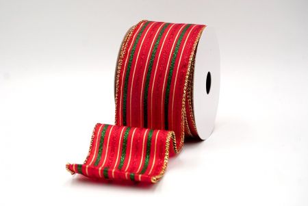 Rood_Glitterende Driekleurige Strepen Draadlint_KF8839G-7