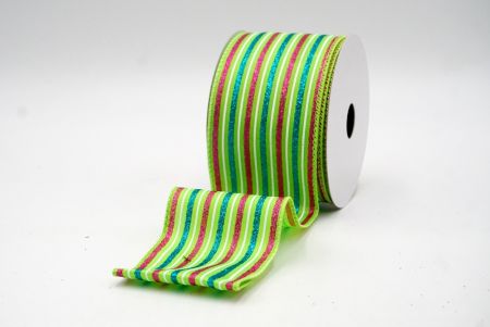 Green_Glittery Tri-Color Stripes Wired Ribbon_KF8840GC-15-190