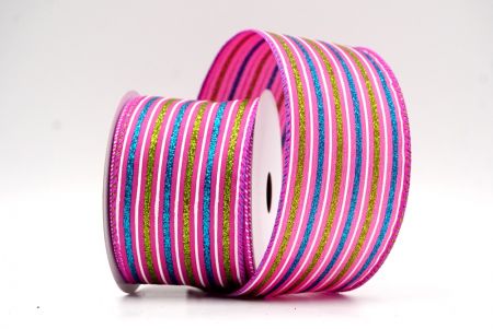 Heißes Pink_Glitzernde Tri-Color Streifen Drahtband_KF8840GC-40-40