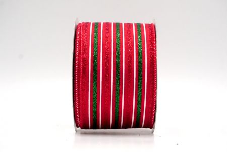 Red_Glittery Tri-Color Stripes Wired Ribbon_KF8840GC-7-7