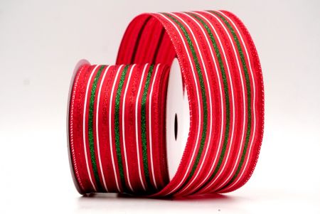 Red_Glittery Tri-Color Stripes Wired Ribbon_KF8840GC-7-7